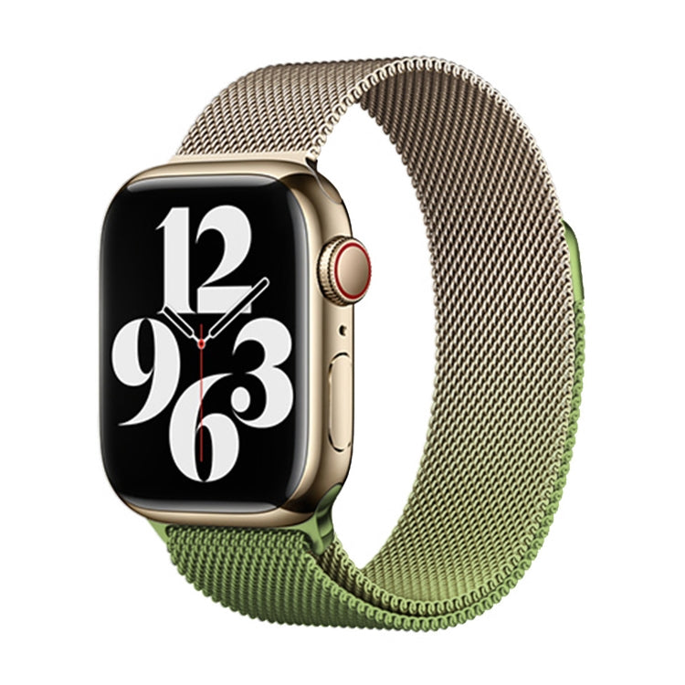 For Apple Watch 42mm Milan Gradient Loop Magnetic Buckle Watch Band(Gold Green) - Watch Bands by PMC TechLife | Online Shopping South Africa | PMC TechLife