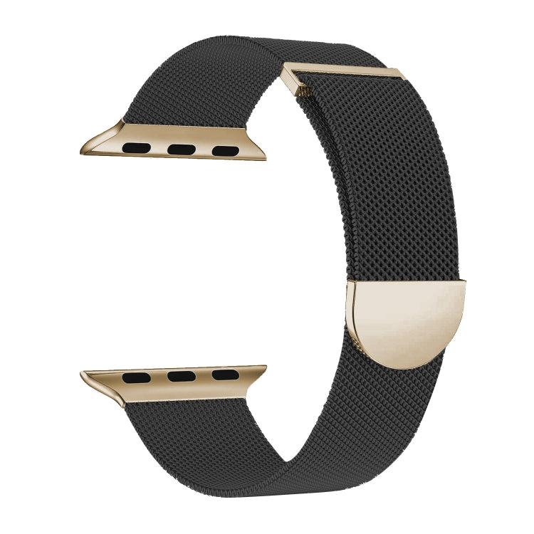 For Apple Watch Series 7 45mm Two Color Milanese Loop Magnetic Watch Band(Black Gold) - Watch Bands by PMC TechLife | Online Shopping South Africa | PMC TechLife