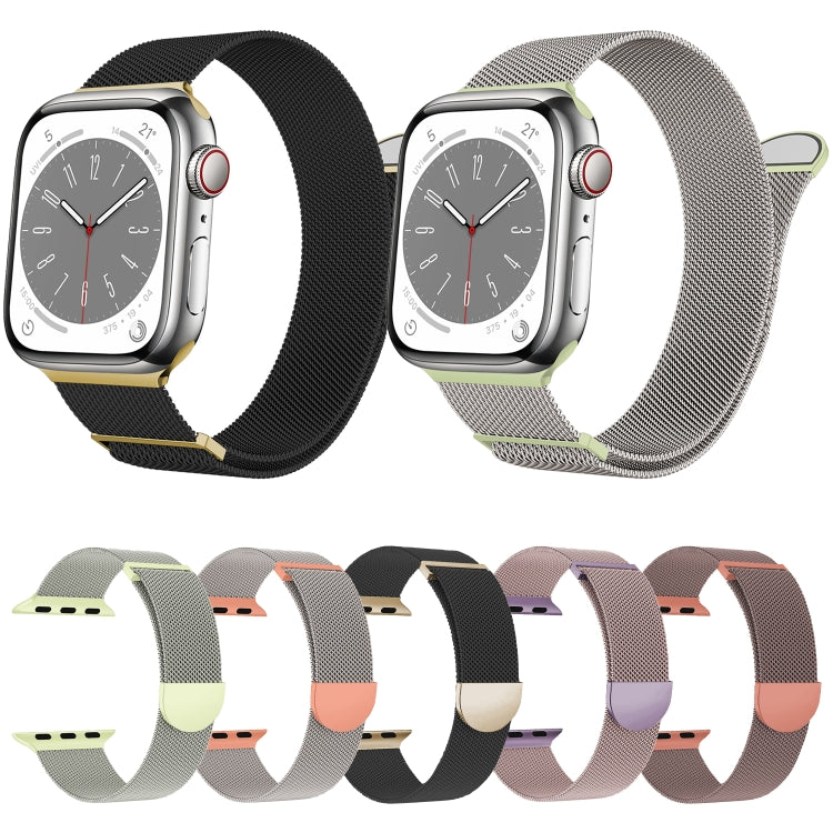For Apple Watch 38mm Two Color Milanese Loop Magnetic Watch Band(Pink Purple) - Watch Bands by PMC TechLife | Online Shopping South Africa | PMC TechLife
