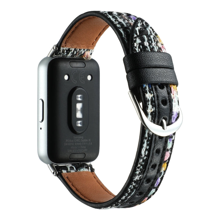 For Samsung Galaxy Fit 3 Woolen Leather Watch Band(Black) - Watch Bands by PMC TechLife | Online Shopping South Africa | PMC TechLife | Buy Now Pay Later Mobicred