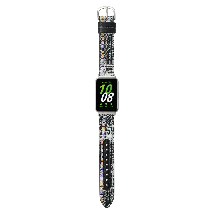 For Samsung Galaxy Fit 3 Woolen Leather Watch Band(Black) - Watch Bands by PMC TechLife | Online Shopping South Africa | PMC TechLife | Buy Now Pay Later Mobicred