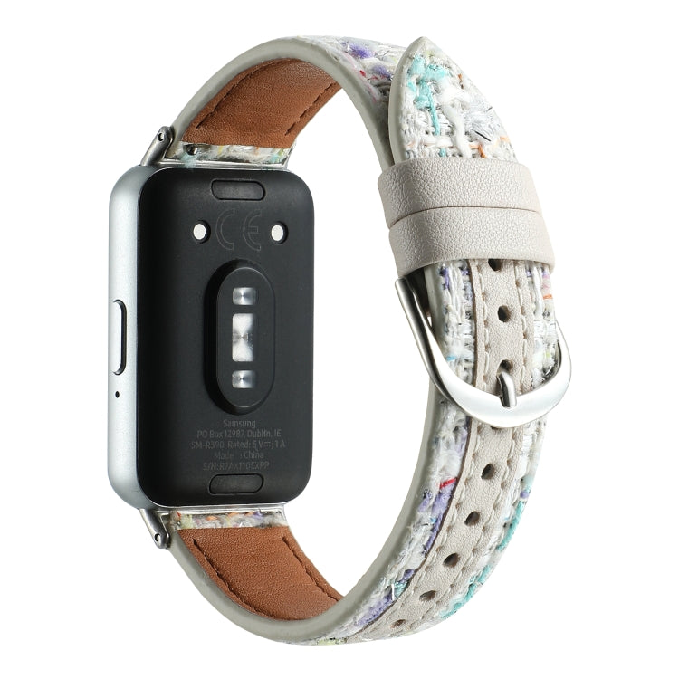 For Samsung Galaxy Fit 3 Woolen Leather Watch Band(Colorful White) - Watch Bands by PMC TechLife | Online Shopping South Africa | PMC TechLife