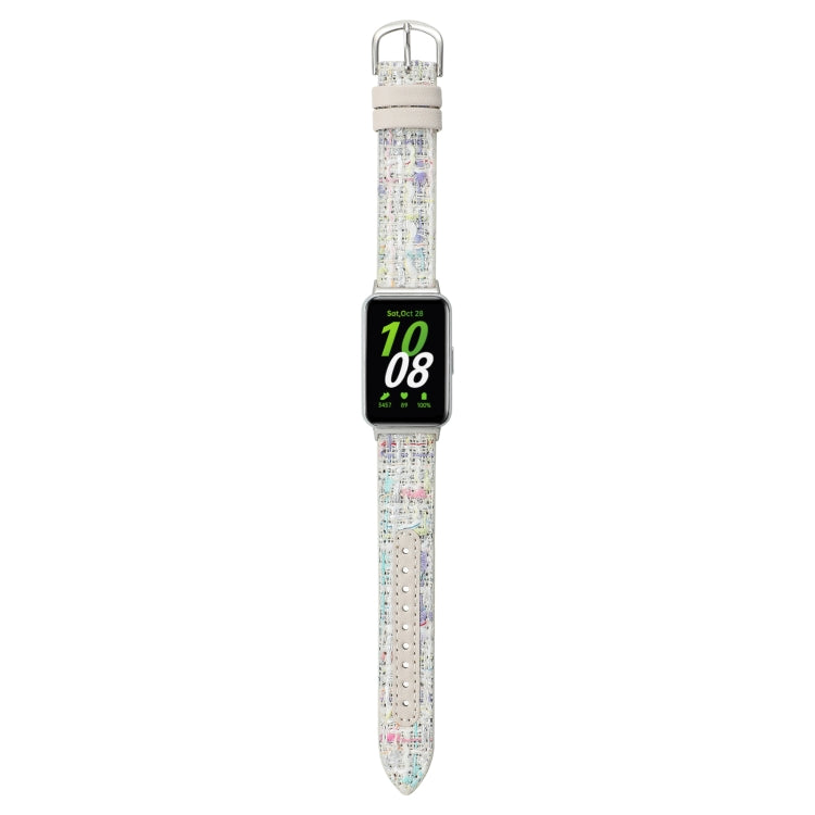For Samsung Galaxy Fit 3 Woolen Leather Watch Band(Colorful White) - Watch Bands by PMC TechLife | Online Shopping South Africa | PMC TechLife