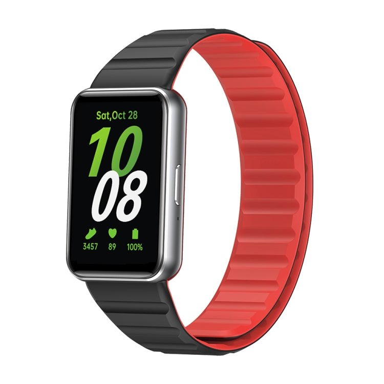 For Samsung Galaxy Fit 3 Two Color Magnetic Silicone Watch Band(Black Red) - Watch Bands by PMC TechLife | Online Shopping South Africa | PMC TechLife