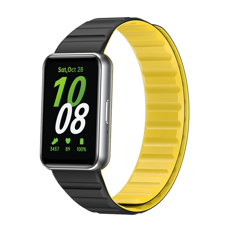 For Samsung Galaxy Fit 3 Two Color Magnetic Silicone Watch Band(Black Yellow) - free shipping - PMC TechLife - Order now!