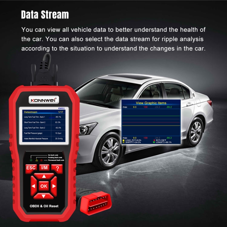 KONNWEI KW851 2 in 1 Car OBDll Scanner Diagnostic Tool Oil Service Light Reset(Black) - free shipping - PMC TechLife - Order now!