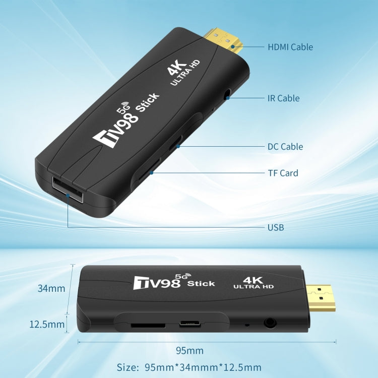 TV98 Rockchip 3228A Quad Core 4K HD Bluetooth Android TV Stick, RAM:2GB+16GB(UK Plug) - Android TV Sticks by PMC TechLife | Online Shopping South Africa | PMC TechLife | Buy Now Pay Later Mobicred