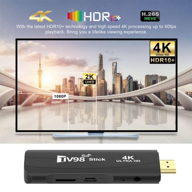 TV98 Rockchip 3228A Quad Core 4K HD Bluetooth Android TV Stick, RAM:2GB+16GB(AU Plug) - Android TV Sticks by PMC TechLife | Online Shopping South Africa | PMC TechLife | Buy Now Pay Later Mobicred