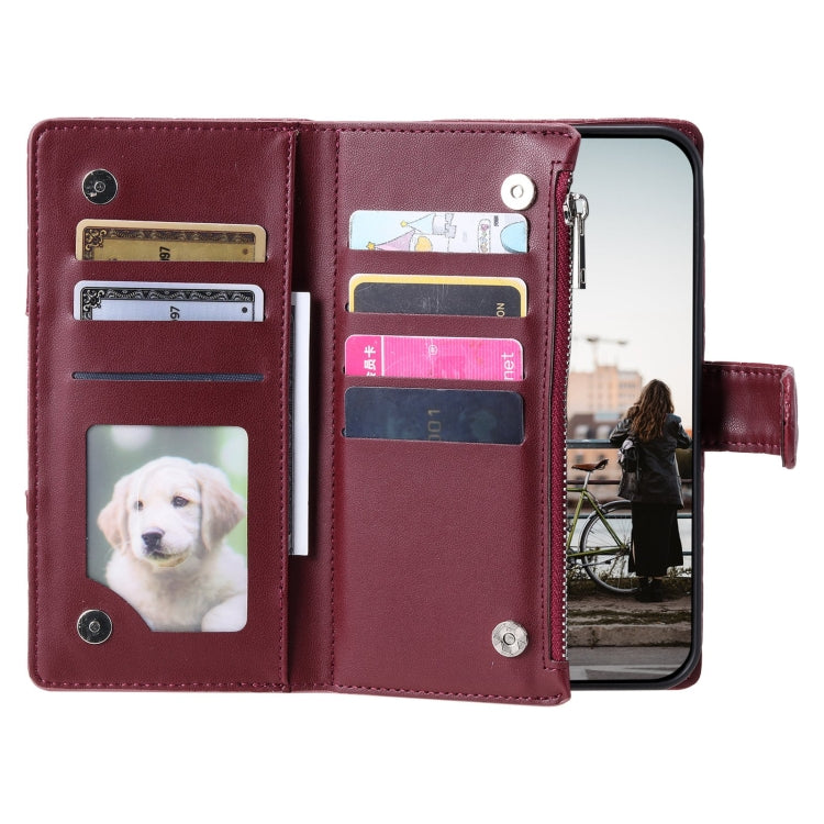 For Google Pixel 7 Pro 5G Glitter Lattice Zipper Wallet Leather Phone Case(Wine Red) - Google Cases by PMC TechLife | Online Shopping South Africa | PMC TechLife | Buy Now Pay Later Mobicred