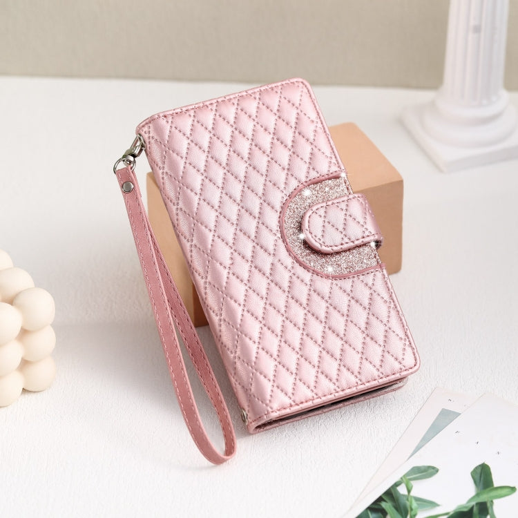 For Google Pixel 8 Pro Glitter Lattice Zipper Wallet Leather Phone Case(Rose Gold) - Google Cases by PMC TechLife | Online Shopping South Africa | PMC TechLife | Buy Now Pay Later Mobicred