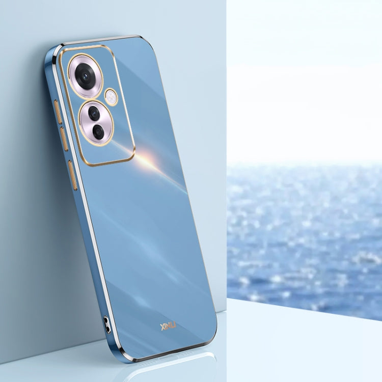 For OPPO Reno11 F XINLI Straight Edge 6D Electroplate TPU Phone Case(Celestial Blue) - OPPO Cases by XINLI | Online Shopping South Africa | PMC Jewellery | Buy Now Pay Later Mobicred