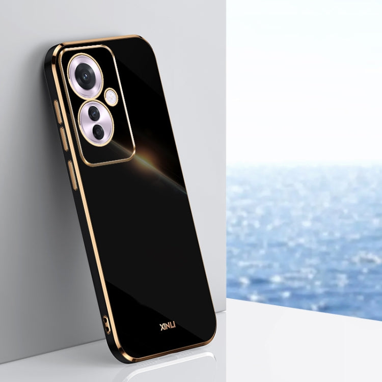 For OPPO Reno11 F XINLI Straight Edge 6D Electroplate TPU Phone Case(Black) - OPPO Cases by XINLI | Online Shopping South Africa | PMC Jewellery | Buy Now Pay Later Mobicred