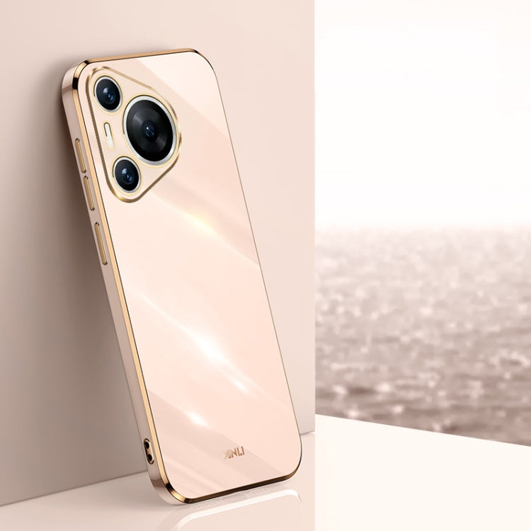 For Huawei Pura 70 Pro / Pura 70 Pro+ XINLI Straight 6D Plating Gold Edge TPU Phone Case(Pink) - free shipping - PMC Jewellery - Order now!
