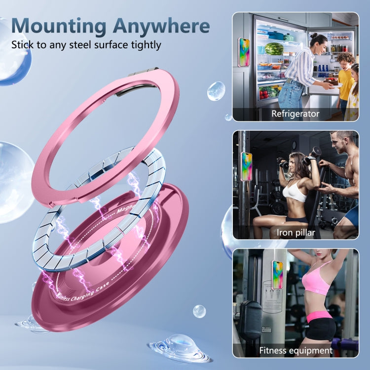 For iPhone 16 Pro Max Gold Shield CD Pattern MagSafe Magnetic Phone Case with Rotating Stand(Transparent Pink) - iPhone 16 Pro Max Cases by PMC TechLife | Online Shopping South Africa | PMC TechLife | Buy Now Pay Later Mobicred