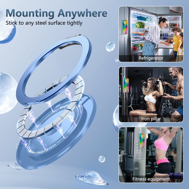 For iPhone 16 Pro Gold Shield CD Pattern MagSafe Magnetic Phone Case with Rotating Stand(Transparent Blue) - iPhone 16 Pro Cases by PMC TechLife | Online Shopping South Africa | PMC TechLife | Buy Now Pay Later Mobicred