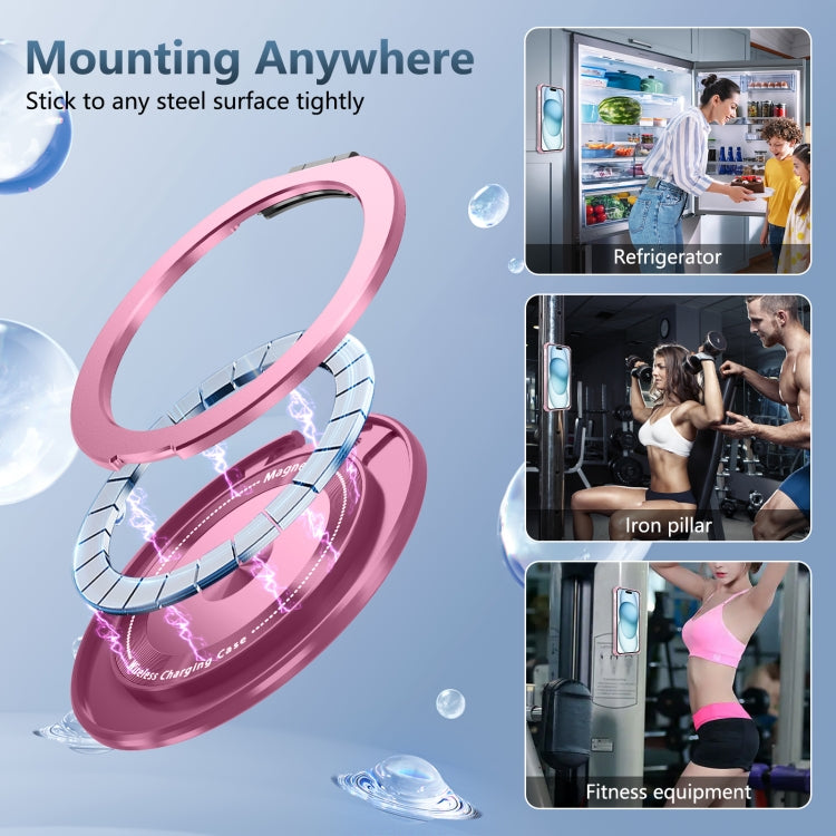 For iPhone 16 Gold Shield CD Pattern MagSafe Magnetic Phone Case with Rotating Stand(Transparent Pink) - iPhone 16 Cases by PMC TechLife | Online Shopping South Africa | PMC TechLife | Buy Now Pay Later Mobicred