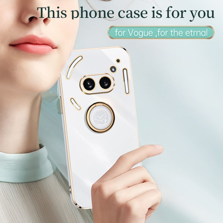 For Nothing Phone 2A XINLI Straight Edge 6D Electroplate TPU Phone Case with Ring Holder(White) - free shipping - PMC Jewellery - Order now!