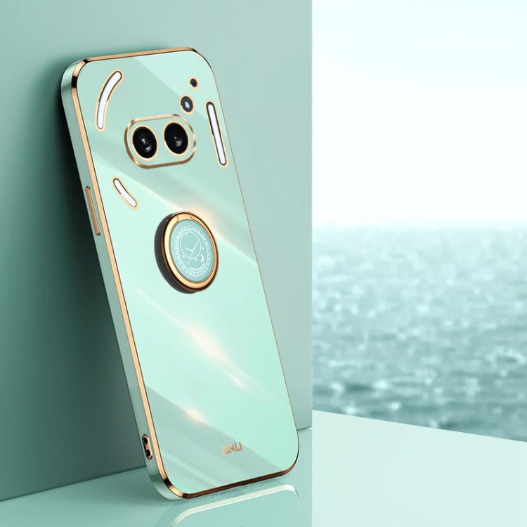 For Nothing Phone 2A XINLI Straight Edge 6D Electroplate TPU Phone Case with Ring Holder(Mint Green) - free shipping - PMC Jewellery - Order now!