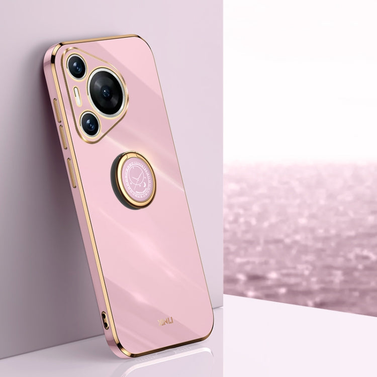 For Huawei Pura 70 Pro / Pura 70 Pro+ XINLI Straight 6D Plating Gold Edge TPU Shockproof Case with Ring Holder(Cherry Purple) - free shipping - PMC Jewellery - Order now!