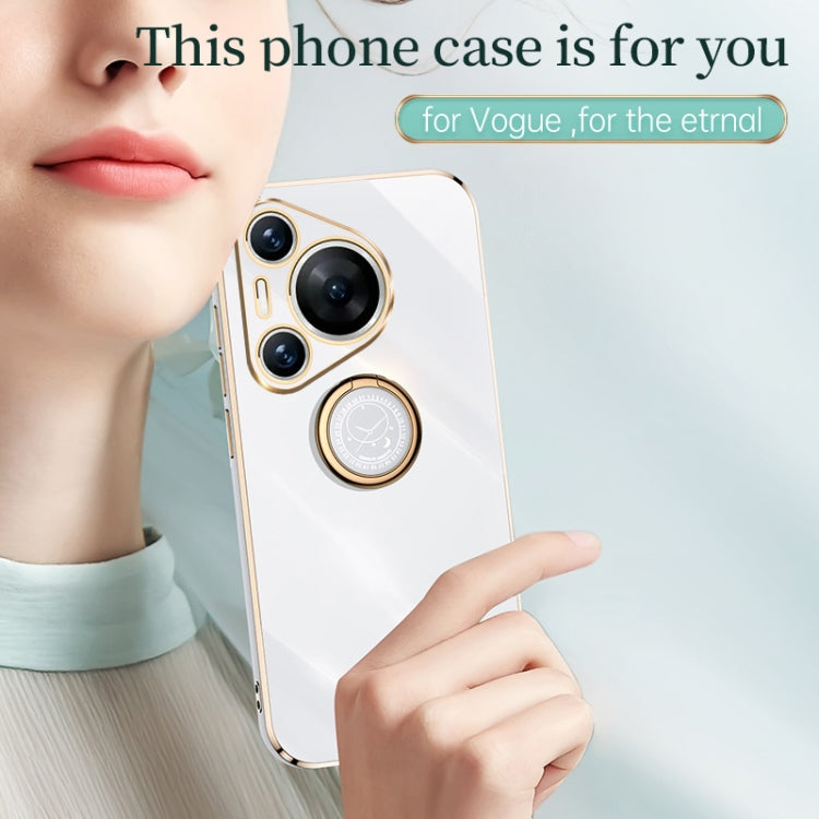 For Huawei Pura 70 Pro / Pura 70 Pro+ XINLI Straight 6D Plating Gold Edge TPU Shockproof Case with Ring Holder(Cherry Purple) - free shipping - PMC Jewellery - Order now!