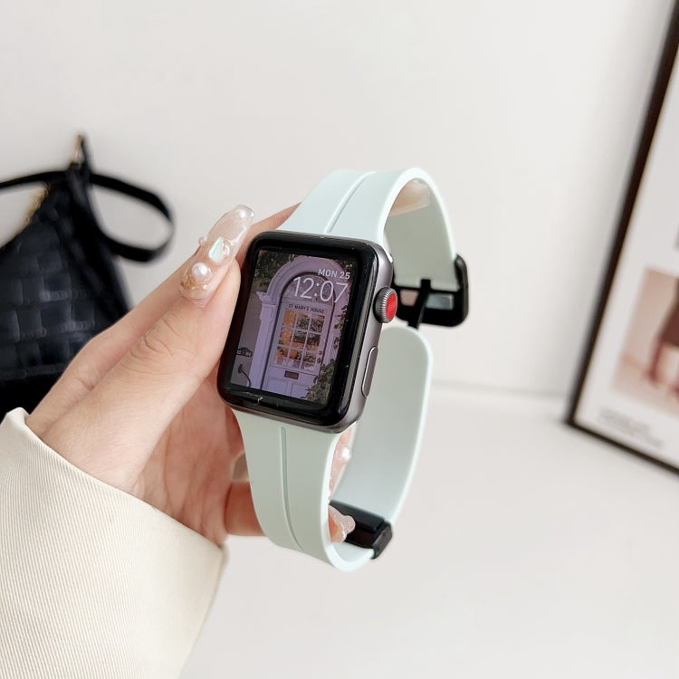 For Apple Watch SE 2023 44mm Magnetic Square Buckle Silicone Watch Band(Sapphire Blue) - Watch Bands by PMC TechLife | Online Shopping South Africa | PMC TechLife