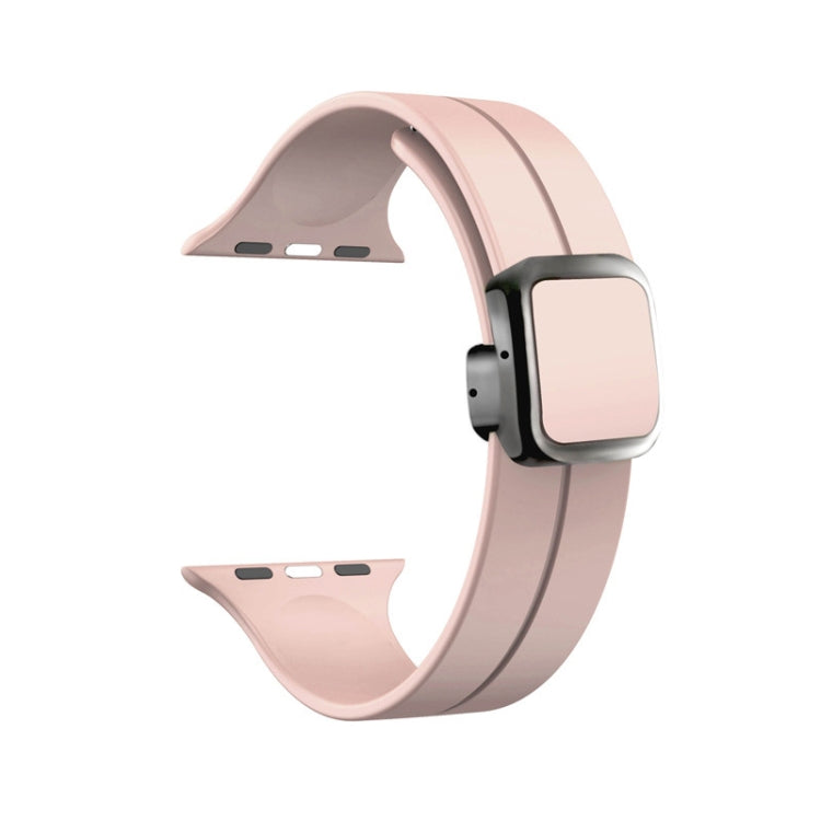 For Apple Watch SE 2023 40mm Magnetic Square Buckle Silicone Watch Band(Sand Pink) - Watch Bands by PMC TechLife | Online Shopping South Africa | PMC TechLife