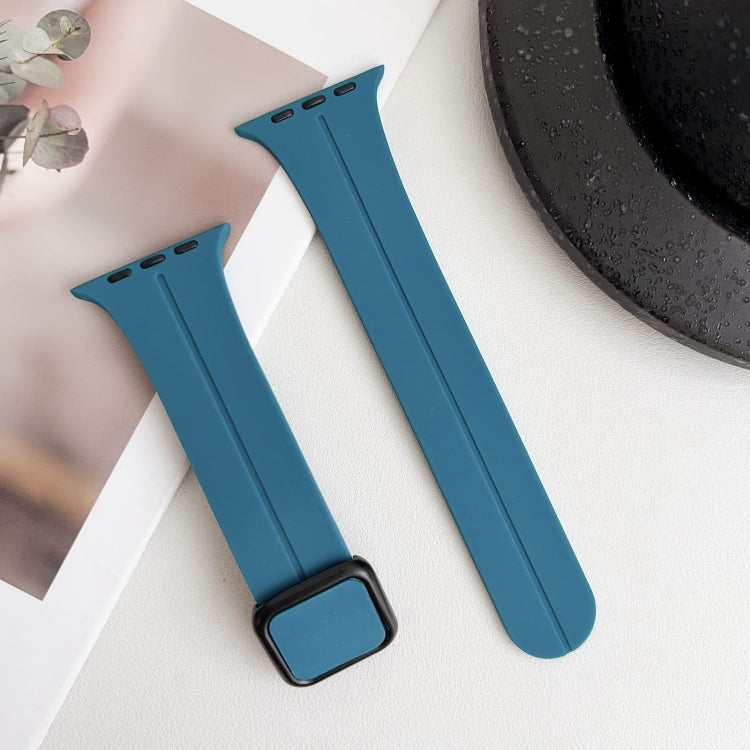 For Apple Watch Series 9 45mm Magnetic Square Buckle Silicone Watch Band(Rock Green) - Watch Bands by PMC TechLife | Online Shopping South Africa | PMC TechLife