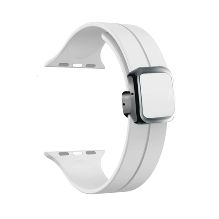For Apple Watch Series 8 41mm Magnetic Square Buckle Silicone Watch Band(White) - Watch Bands by PMC TechLife | Online Shopping South Africa | PMC TechLife