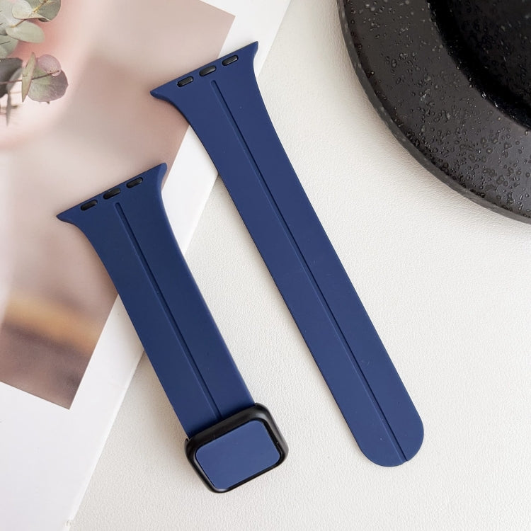 For Apple Watch Series 8 41mm Magnetic Square Buckle Silicone Watch Band(Midnight Blue) - Watch Bands by PMC TechLife | Online Shopping South Africa | PMC TechLife