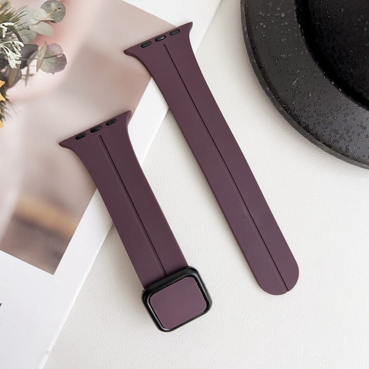 For Apple Watch Series 8 45mm Magnetic Square Buckle Silicone Watch Band(Fruit Purple) - Watch Bands by PMC TechLife | Online Shopping South Africa | PMC TechLife
