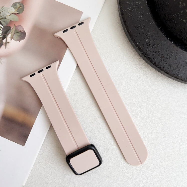 For Apple Watch SE 2022 40mm Magnetic Square Buckle Silicone Watch Band(Sand Pink) - Watch Bands by PMC TechLife | Online Shopping South Africa | PMC TechLife