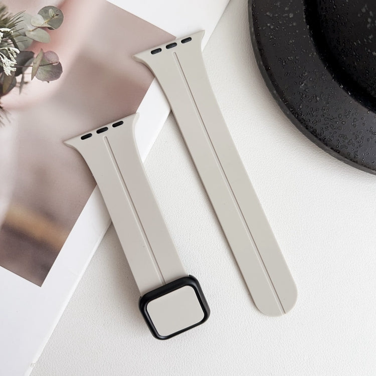 For Apple Watch SE 2022 40mm Magnetic Square Buckle Silicone Watch Band(Starlight) - Watch Bands by PMC TechLife | Online Shopping South Africa | PMC TechLife