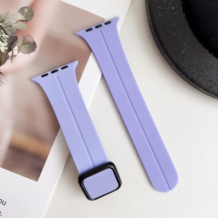 For Apple Watch SE 2022 40mm Magnetic Square Buckle Silicone Watch Band(Lilacs Purple) - Watch Bands by PMC TechLife | Online Shopping South Africa | PMC TechLife