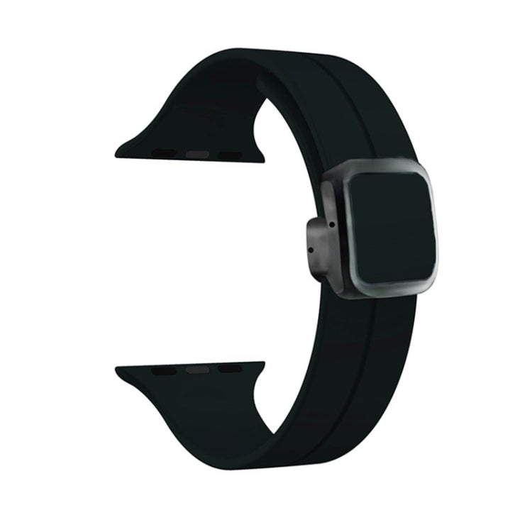 For Apple Watch Series 7 41mm Magnetic Square Buckle Silicone Watch Band(Black) - Watch Bands by PMC TechLife | Online Shopping South Africa | PMC TechLife
