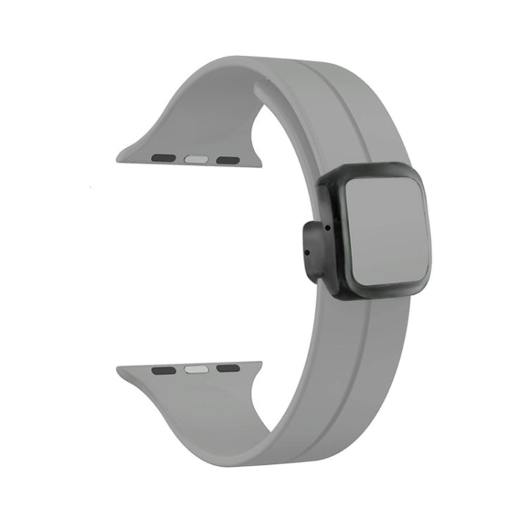 For Apple Watch Series 7 45mm Magnetic Square Buckle Silicone Watch Band(Cloud Gray) - Watch Bands by PMC TechLife | Online Shopping South Africa | PMC TechLife