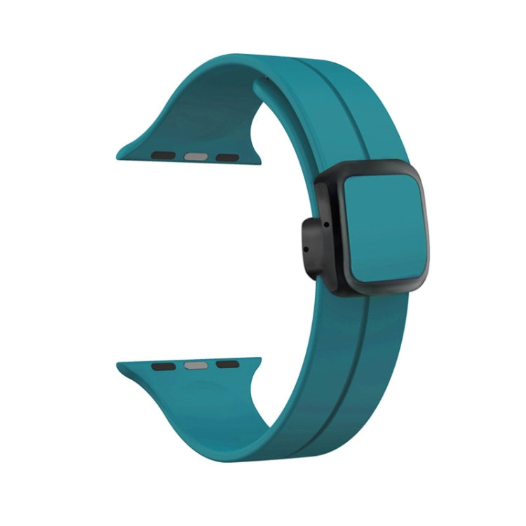For Apple Watch Series 5 44mm Magnetic Square Buckle Silicone Watch Band(Rock Green) - Watch Bands by PMC TechLife | Online Shopping South Africa | PMC TechLife
