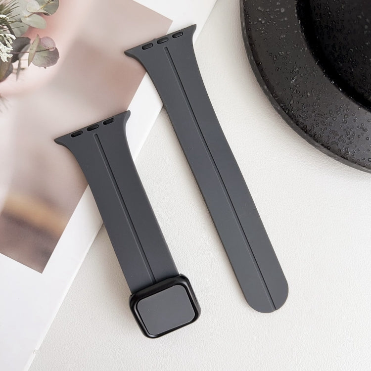 For Apple Watch Series 4 40mm Magnetic Square Buckle Silicone Watch Band(Dark Grey) - Watch Bands by PMC TechLife | Online Shopping South Africa | PMC TechLife
