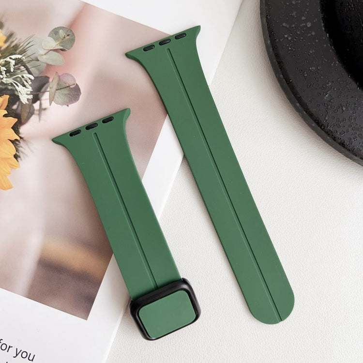 For Apple Watch Series 3 38mm Magnetic Square Buckle Silicone Watch Band(Alfalfa) - Watch Bands by PMC TechLife | Online Shopping South Africa | PMC TechLife