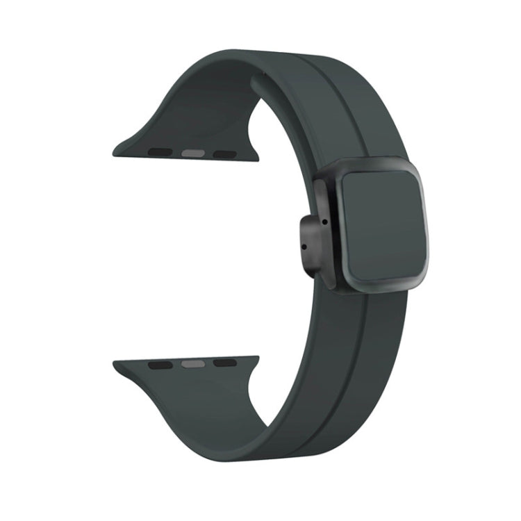 For Apple Watch Series 2 42mm Magnetic Square Buckle Silicone Watch Band(Dark Grey) - Watch Bands by PMC TechLife | Online Shopping South Africa | PMC TechLife