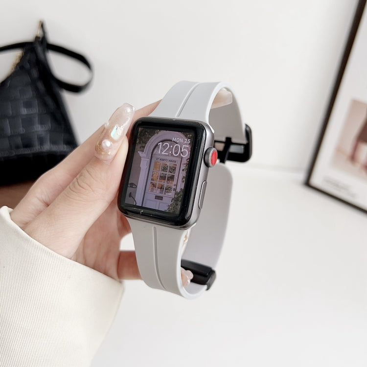 For Apple Watch Series 2 42mm Magnetic Square Buckle Silicone Watch Band(Cloud Gray) - Watch Bands by PMC TechLife | Online Shopping South Africa | PMC TechLife