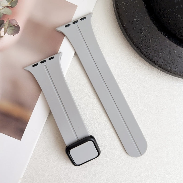 For Apple Watch Series 2 42mm Magnetic Square Buckle Silicone Watch Band(Cloud Gray) - Watch Bands by PMC TechLife | Online Shopping South Africa | PMC TechLife