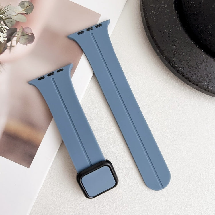 For Apple Watch 42mm Magnetic Square Buckle Silicone Watch Band(Blue) - Watch Bands by PMC TechLife | Online Shopping South Africa | PMC TechLife