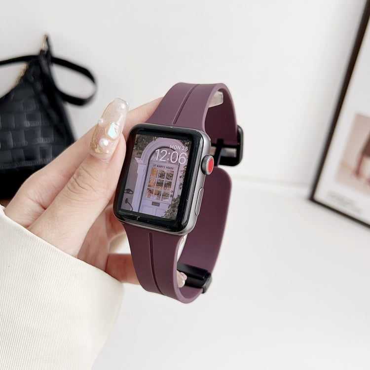 For Apple Watch 42mm Magnetic Square Buckle Silicone Watch Band(Fruit Purple) - Watch Bands by PMC TechLife | Online Shopping South Africa | PMC TechLife