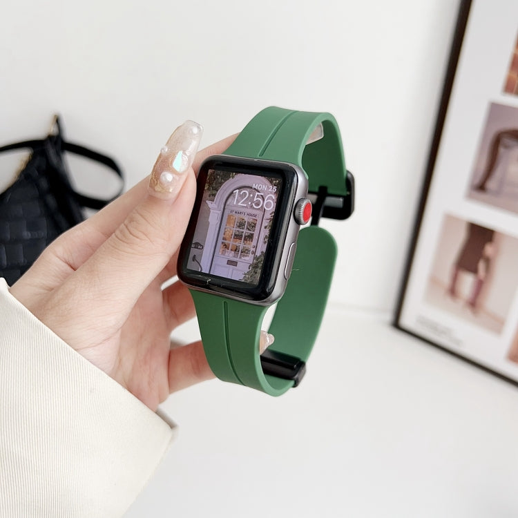 For Apple Watch 42mm Magnetic Square Buckle Silicone Watch Band(Alfalfa) - free shipping - PMC TechLife - Order now!