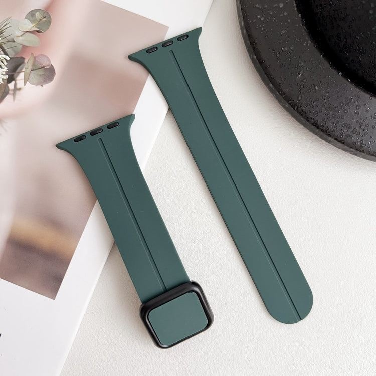 For Apple Watch 38mm Magnetic Square Buckle Silicone Watch Band(Pine Green) - Watch Bands by PMC TechLife | Online Shopping South Africa | PMC TechLife
