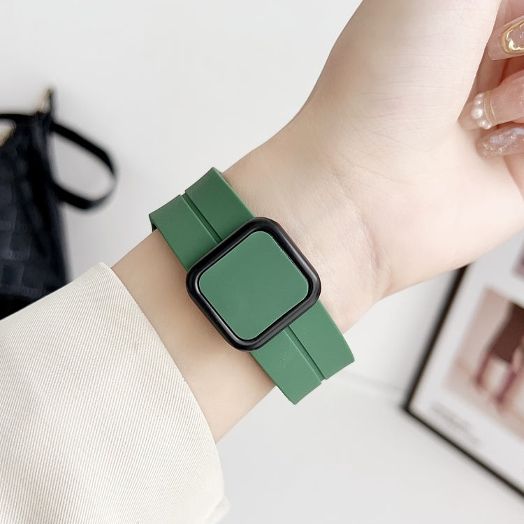 For Apple Watch 38mm Magnetic Square Buckle Silicone Watch Band(Alfalfa) - Watch Bands by PMC TechLife | Online Shopping South Africa | PMC TechLife