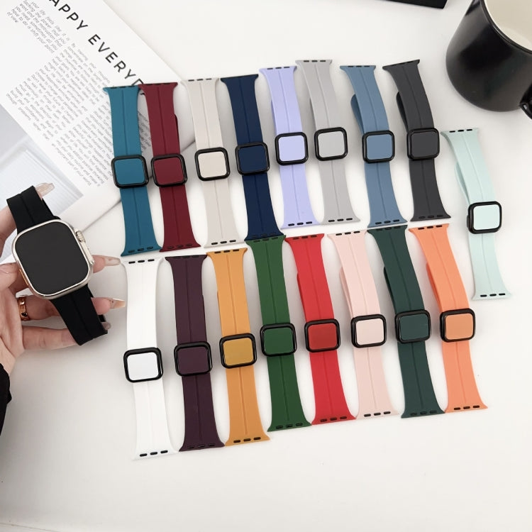 For Apple Watch Ultra 2 49mm Magnetic Square Buckle Silicone Watch Band(Rock Green) - Watch Bands by PMC TechLife | Online Shopping South Africa | PMC TechLife