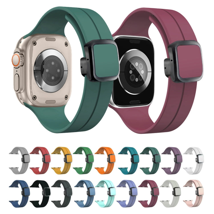For Apple Watch 38mm Magnetic Square Buckle Silicone Watch Band(Rock Green) - Watch Bands by PMC TechLife | Online Shopping South Africa | PMC TechLife