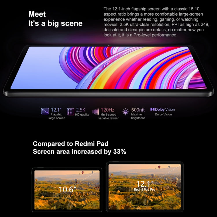 Xiaomi Redmi Pad Pro 12.1 inch Tablet PC, 6GB+128GB, HyperOS Qualcomm Snapdragon 7s Gen2 Octa Core, 10000mAh Battery(Cyan) - free shipping - PMC TechLife - Order now!