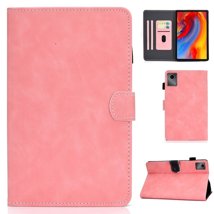 For Lenovo Tab M11 / Xiaoxin Pad 11 2024 Stitching Cowhide Texture Smart Leather Tablet Case(Pink) - Lenovo by PMC Jewellery | Online Shopping South Africa | PMC Jewellery | Buy Now Pay Later Mobicred